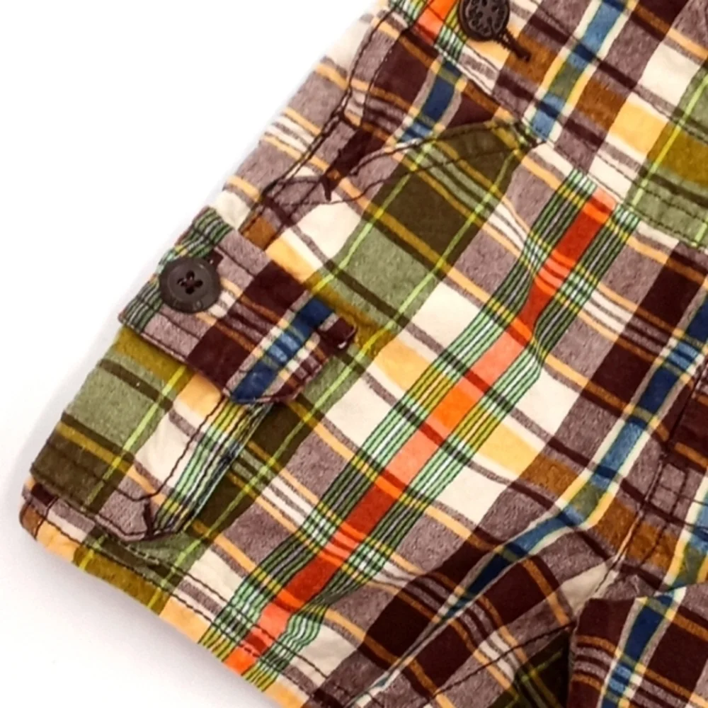 OshKosh B'Gosh Brown‎ Plaid Shorts Overalls 3M